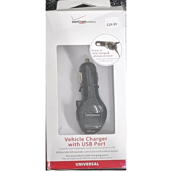 Verizon Wireless Vehicle Charger w/USB Port Universal Charge 2 Phones at Once - Picture 3 of 4